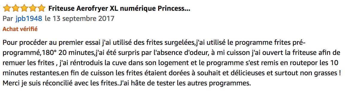 commentaire Aerofryer Princess
