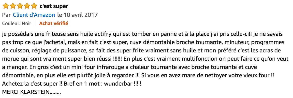 commentaire Klarstein VitAir Fryer